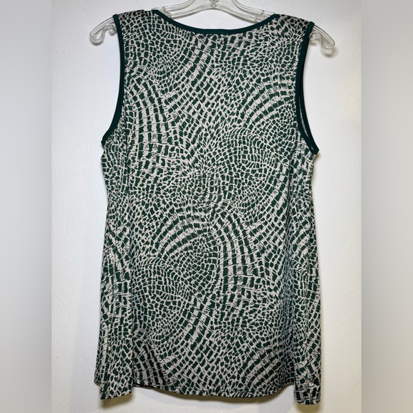 Emi & Joe Blouse Size Large Sleeveless Top Green and gold thin lines - Picture 2 of 4